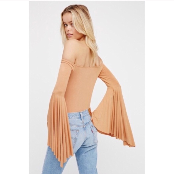 FREE PEOPLE off shoulder bell sleeve top - Picture 2 of 6